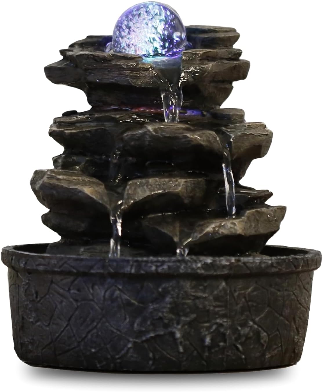 Fuente de poliresina ZenLight Little Rock, marrón oscuro, 20 x 20 x 23 cm